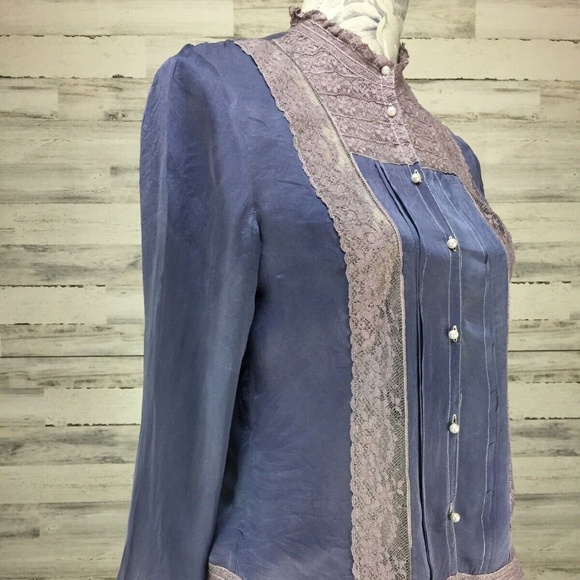 Lauren Ralph Lauren Sz 6P 100% Silk Button Up - Picture 4 of 8